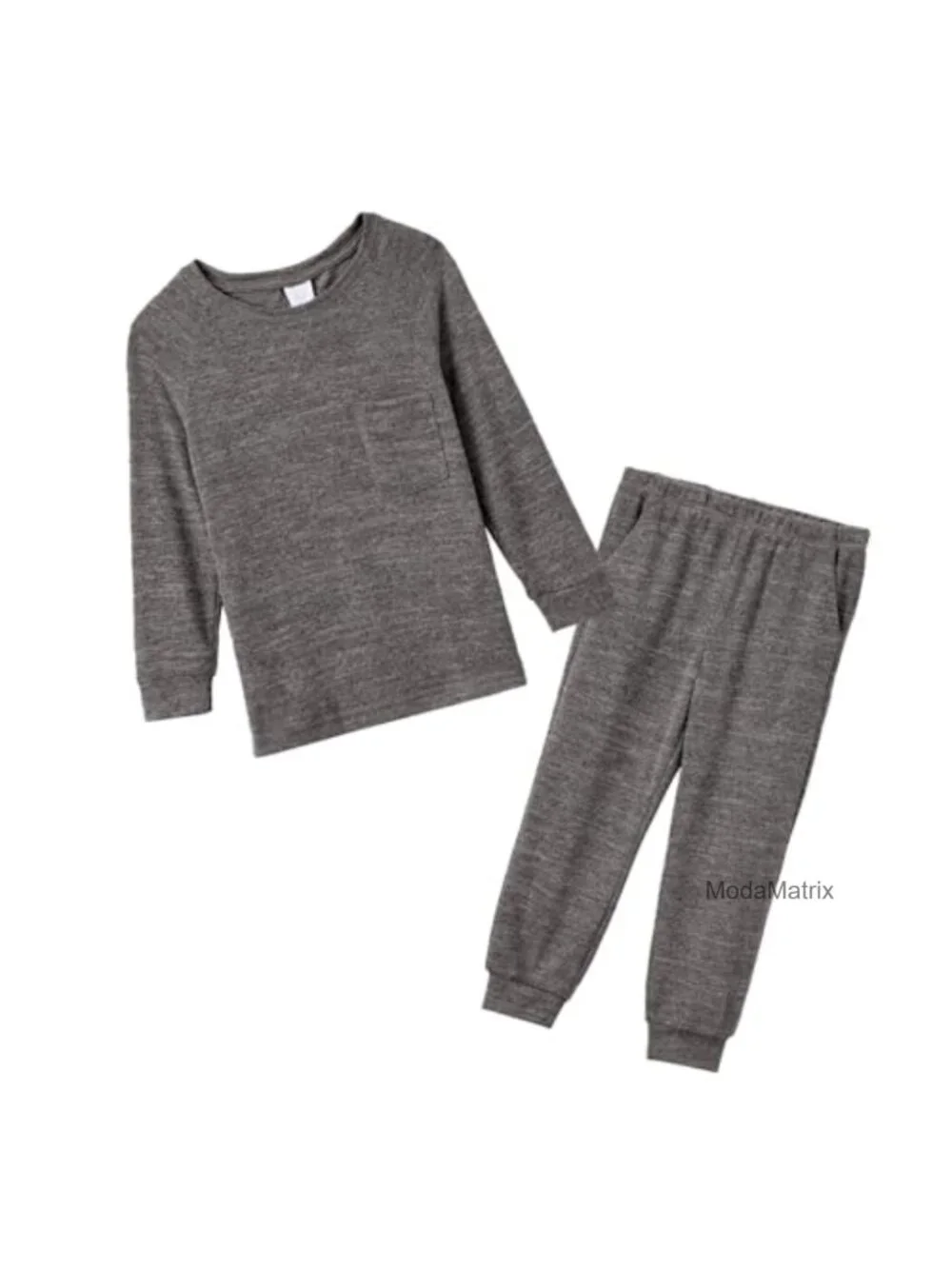 Kids Pajama Set Long Sleeve Lounge Set with Pockets
